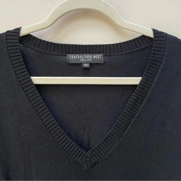 Revolve Central Park West Oversized Black Fringe Long Sleeve V Neck Top Size XS - Picture 2 of 5